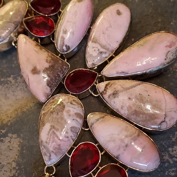 Robin's Nest Rhodonite Bohemian Goddess Divine Feminine Statement Necklace - Picture 4 of 10